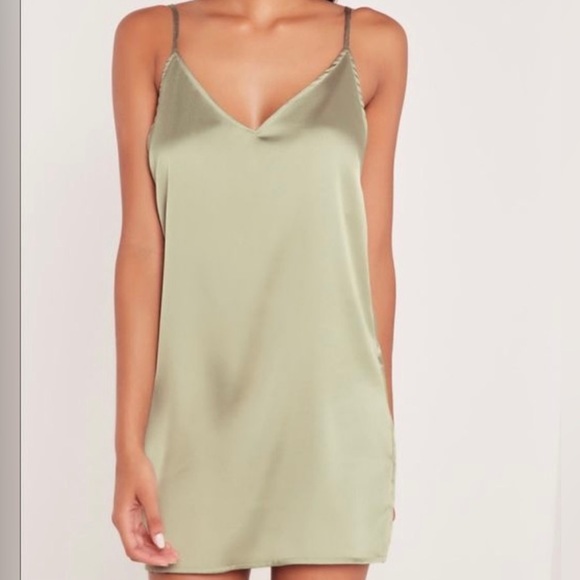 Missguided x Carli Bybel Sage Green Slip Dress - Picture 2 of 7
